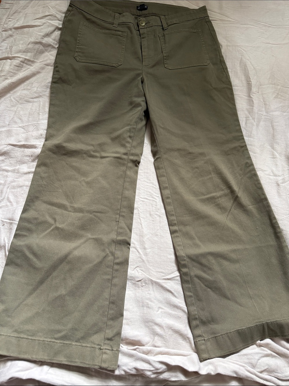 J. Crew Olive Green Wide-Leg Chinos